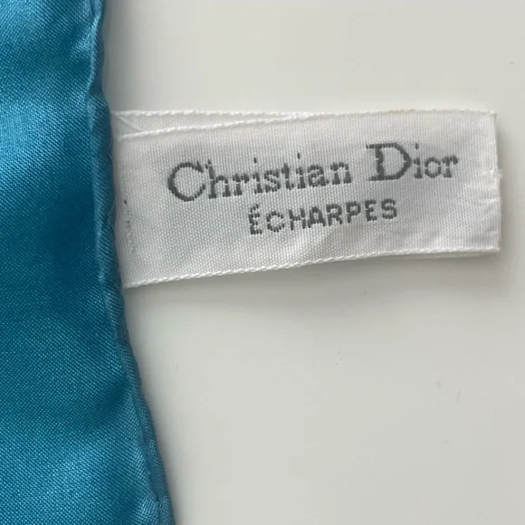 Dior Vintage Silk Scarf with Red and Blue Floral Design
